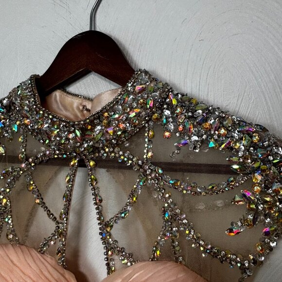 Vintage Jovani Y2K 90s Mini Prom Dress Sweetheart Pink Beaded Bodice Ruffle 00 - Picture 3 of 12